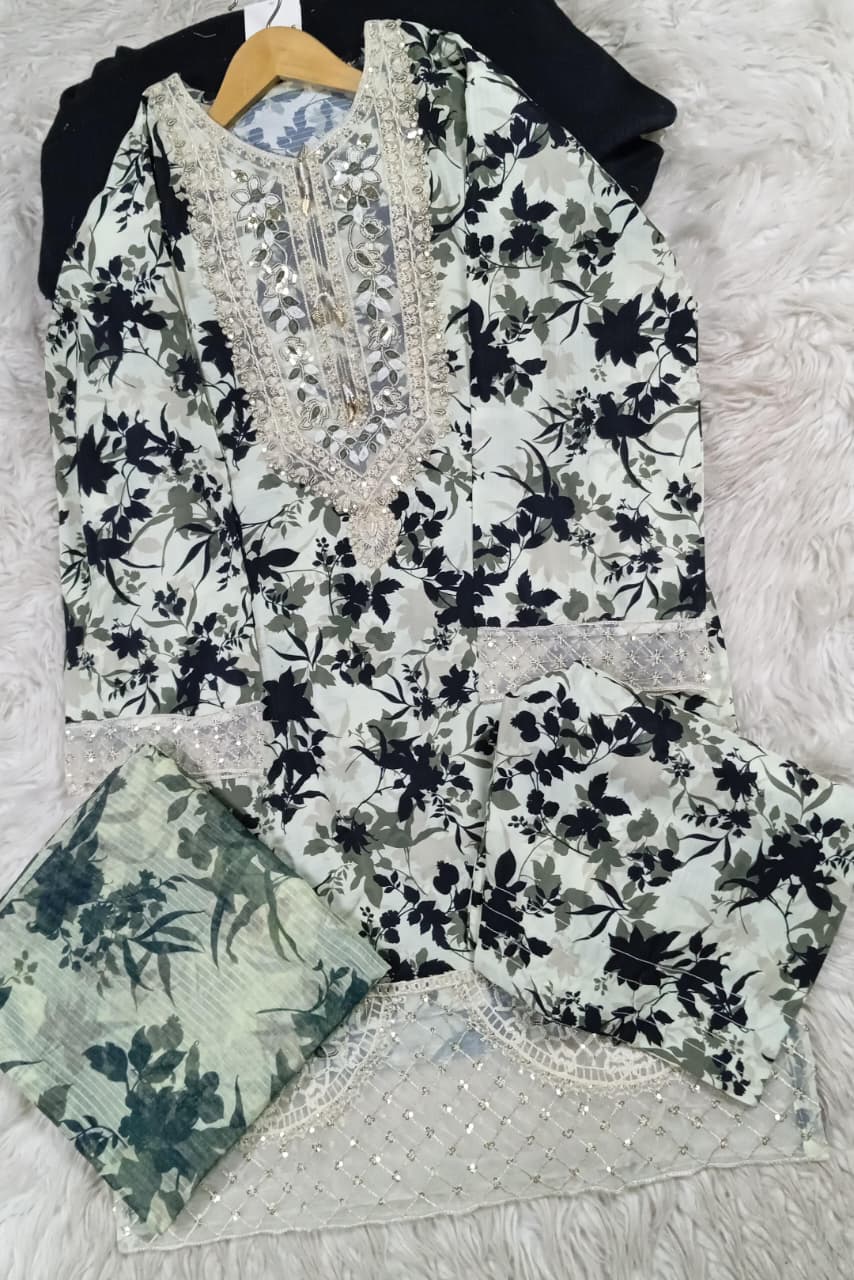 3 PIECE - EMBROIDERED LAWN SUIT