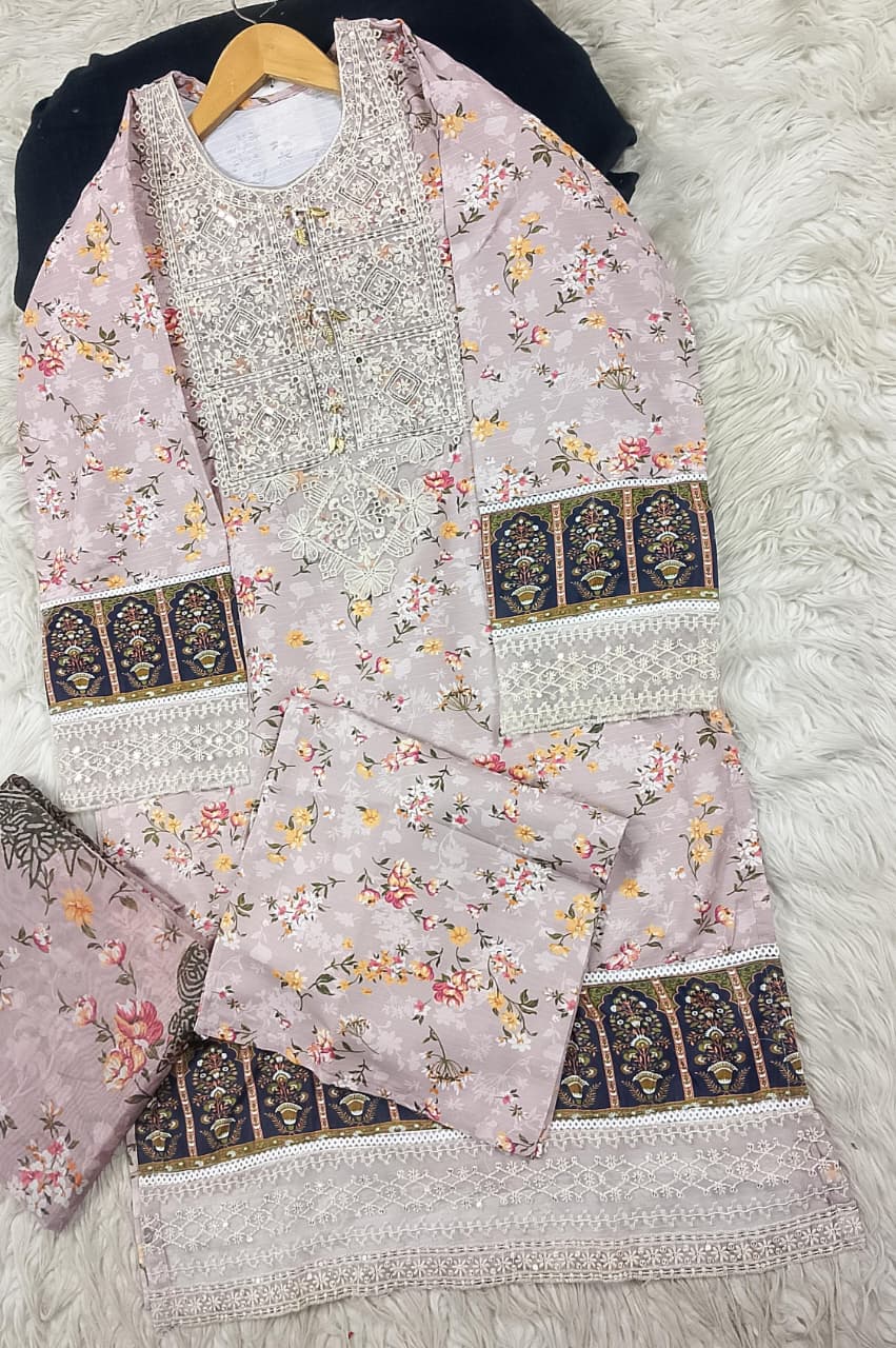 3 PIECE - EMBROIDERED LAWN SUIT