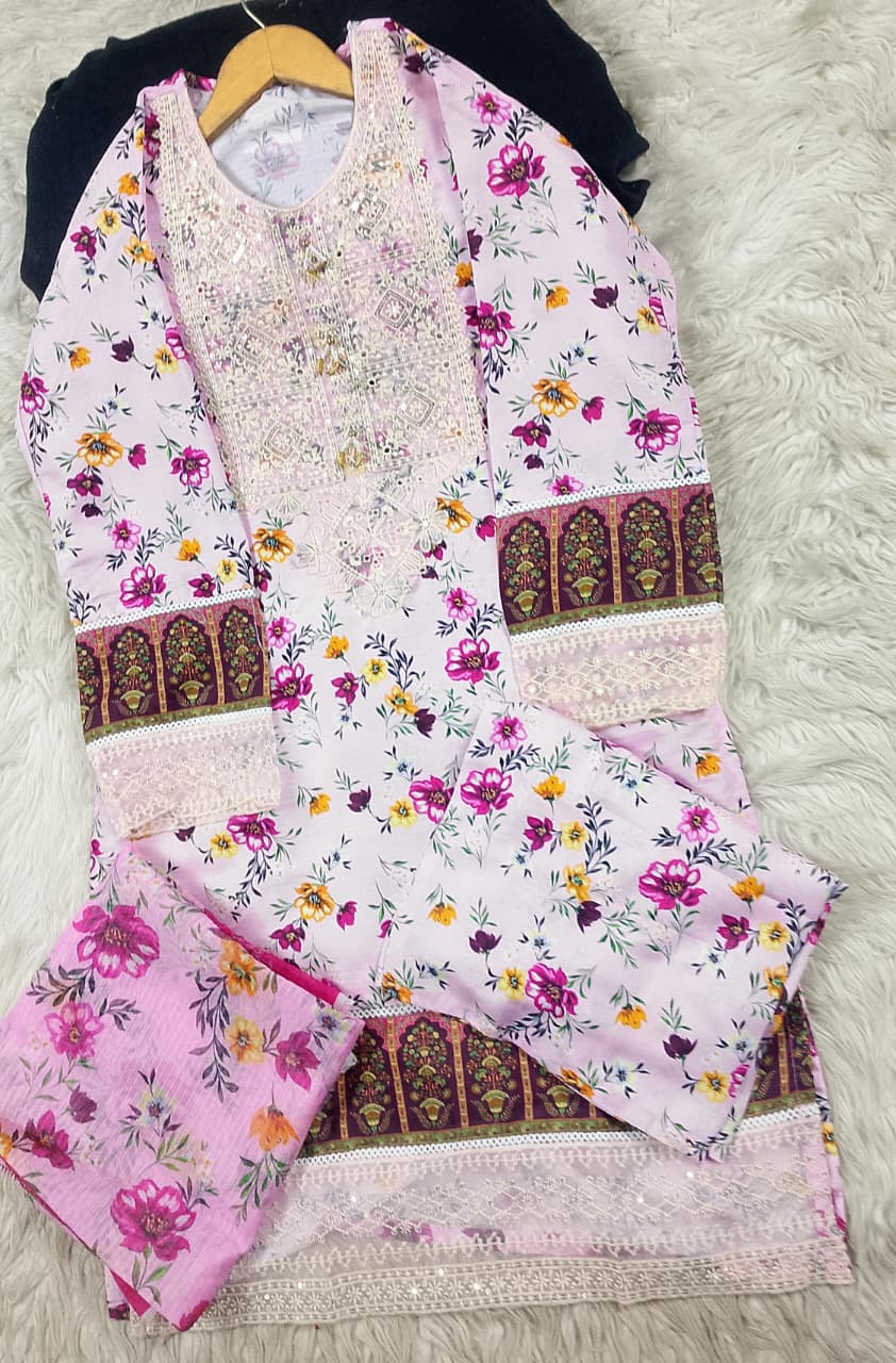 3 PIECE - EMBROIDERED LAWN SUIT