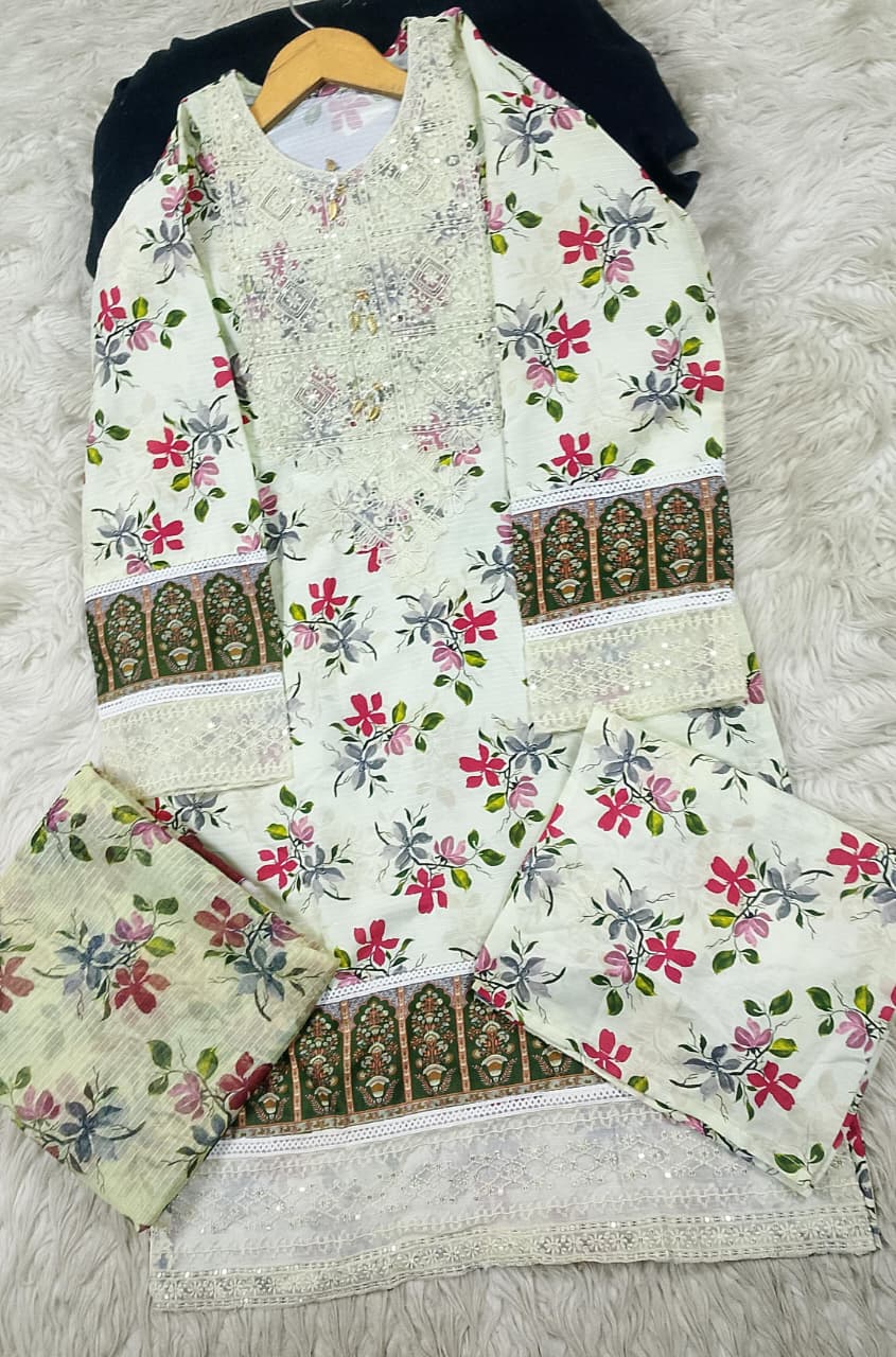 3 PIECE - EMBROIDERED LAWN SUIT