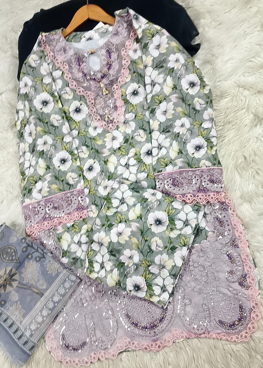 3 PIECE - EMBROIDERED LAWN SUIT