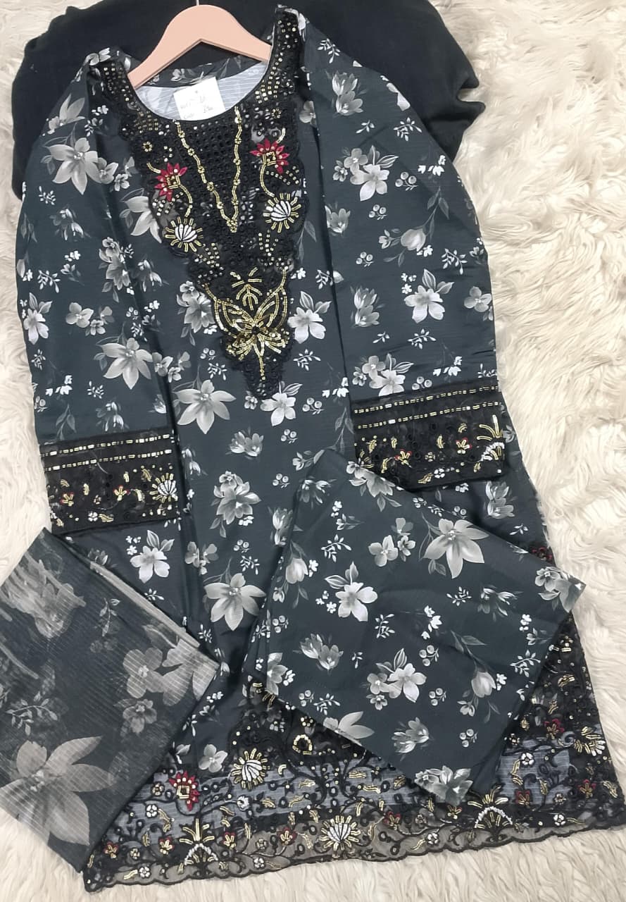 3 PIECE - EMBROIDERED LAWN SUIT