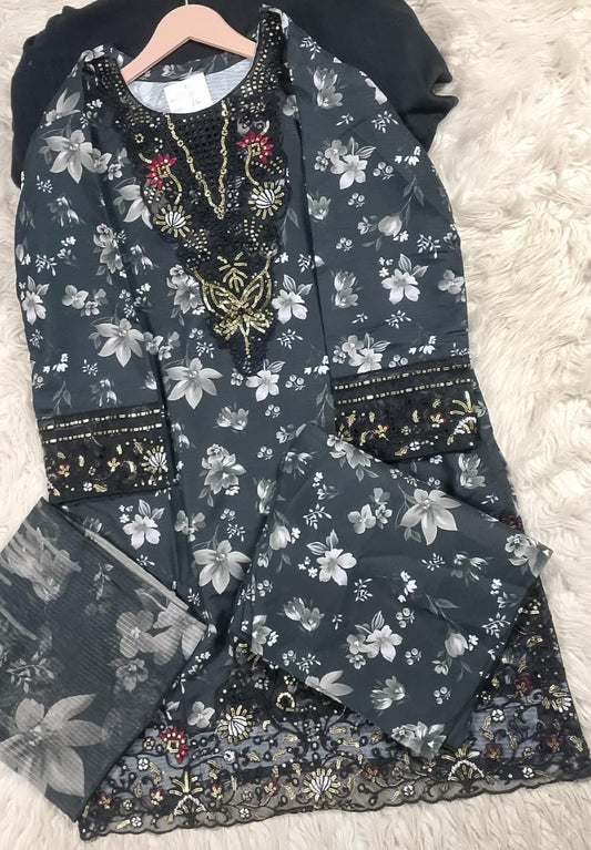 3 PIECE - EMBROIDERED LAWN SUIT