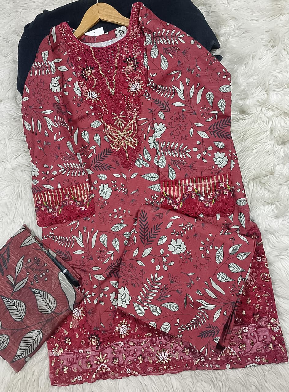 3 PIECE - EMBROIDERED LAWN SUIT
