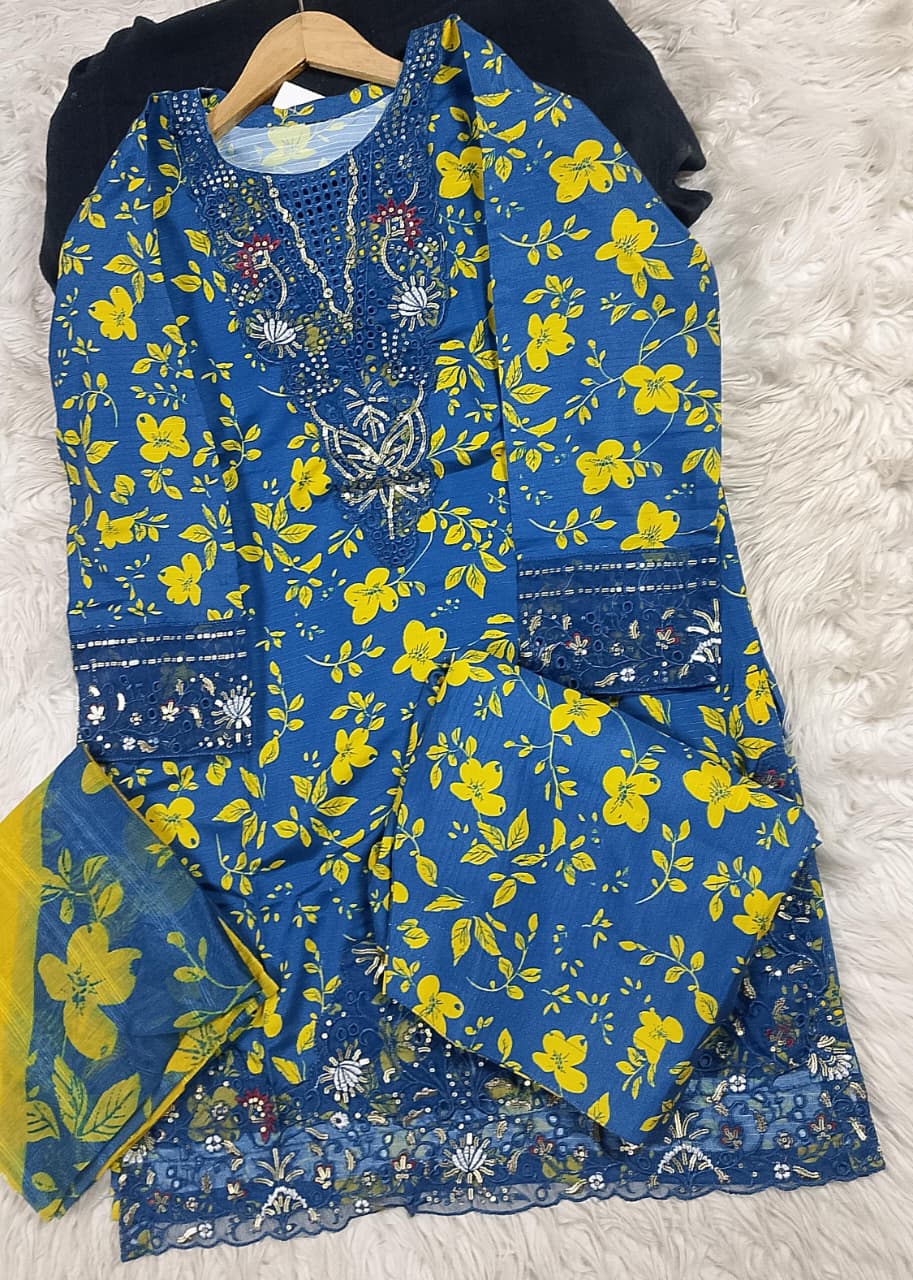 3 PIECE - EMBROIDERED LAWN SUIT