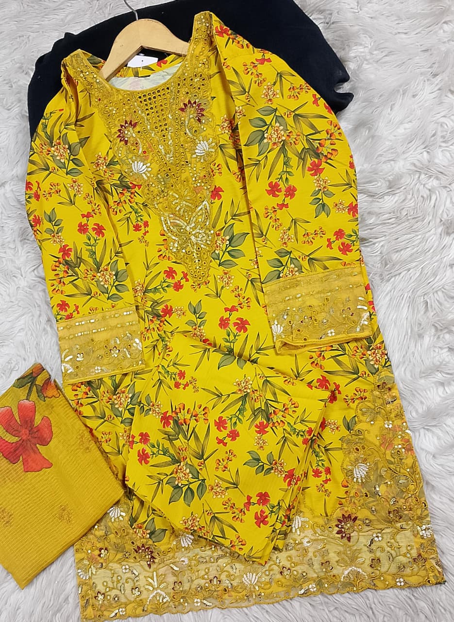 3 PIECE - EMBROIDERED LAWN SUIT