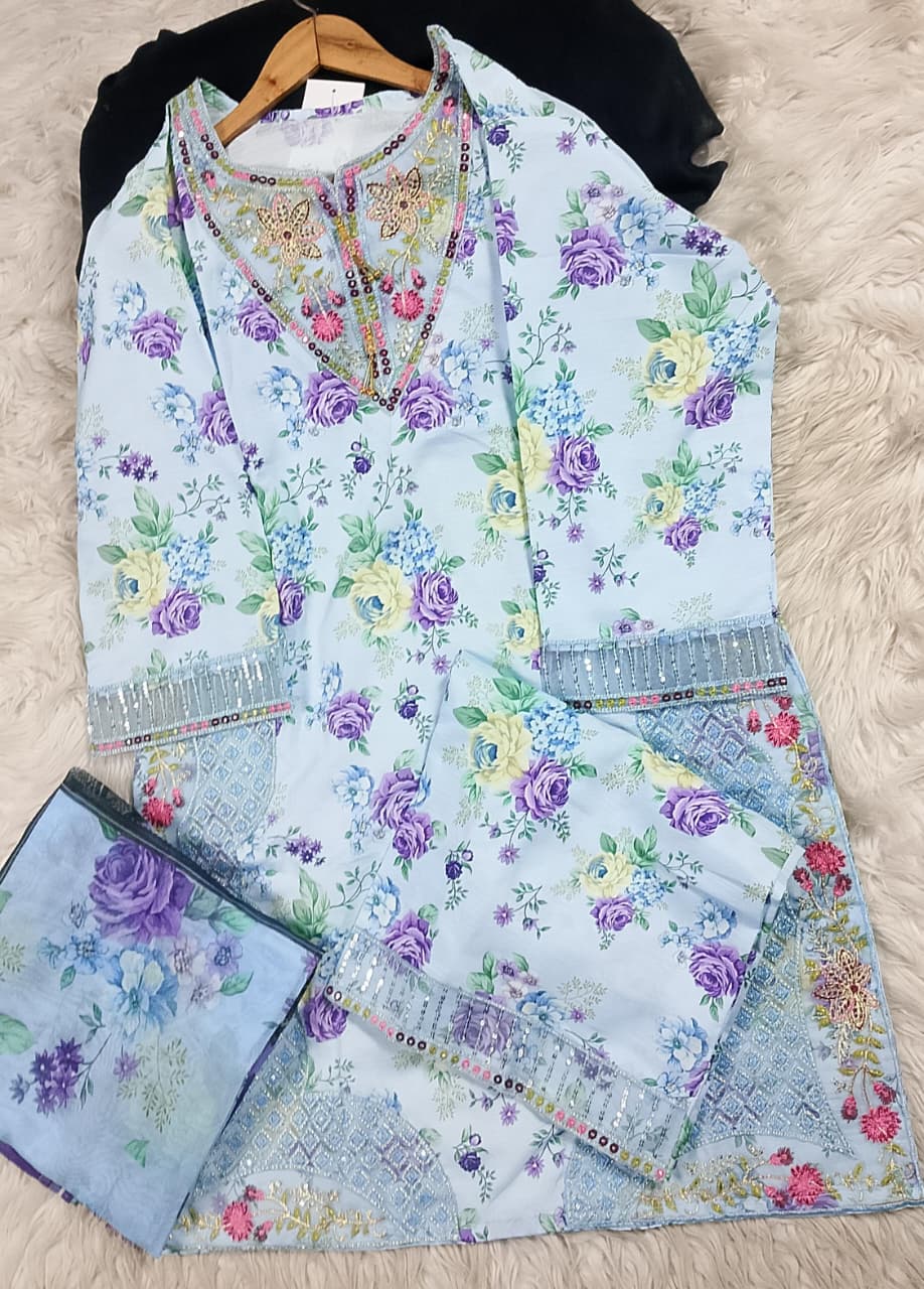 3 PIECE - EMBROIDERED LAWN SUIT