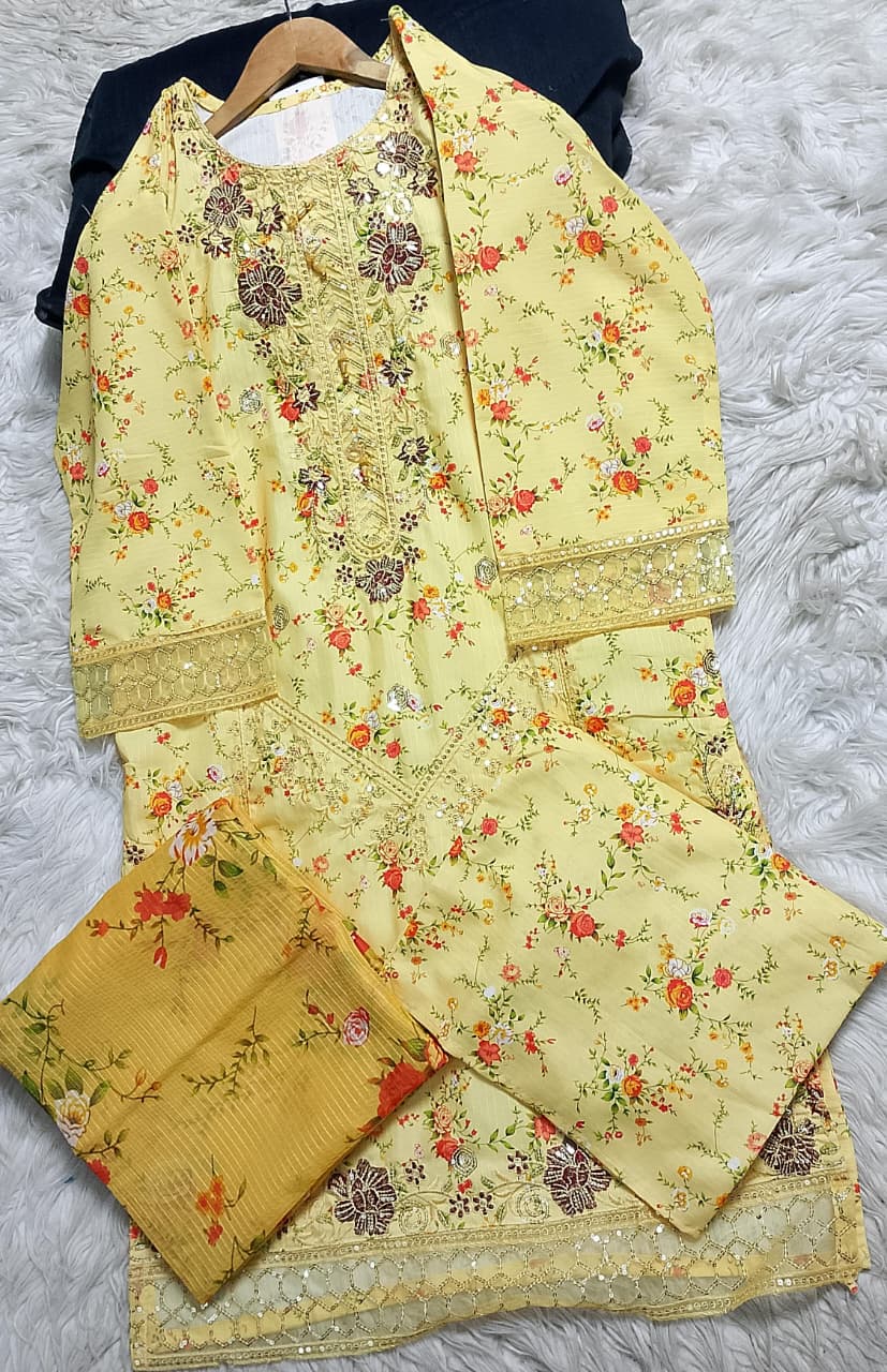 3 PIECE - EMBROIDERED LAWN SUIT