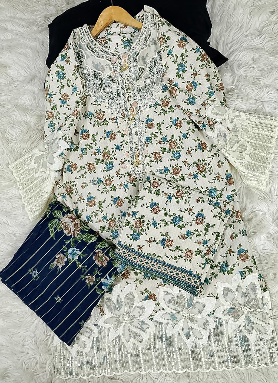 3 PIECE - EMBROIDERED LAWN SUIT