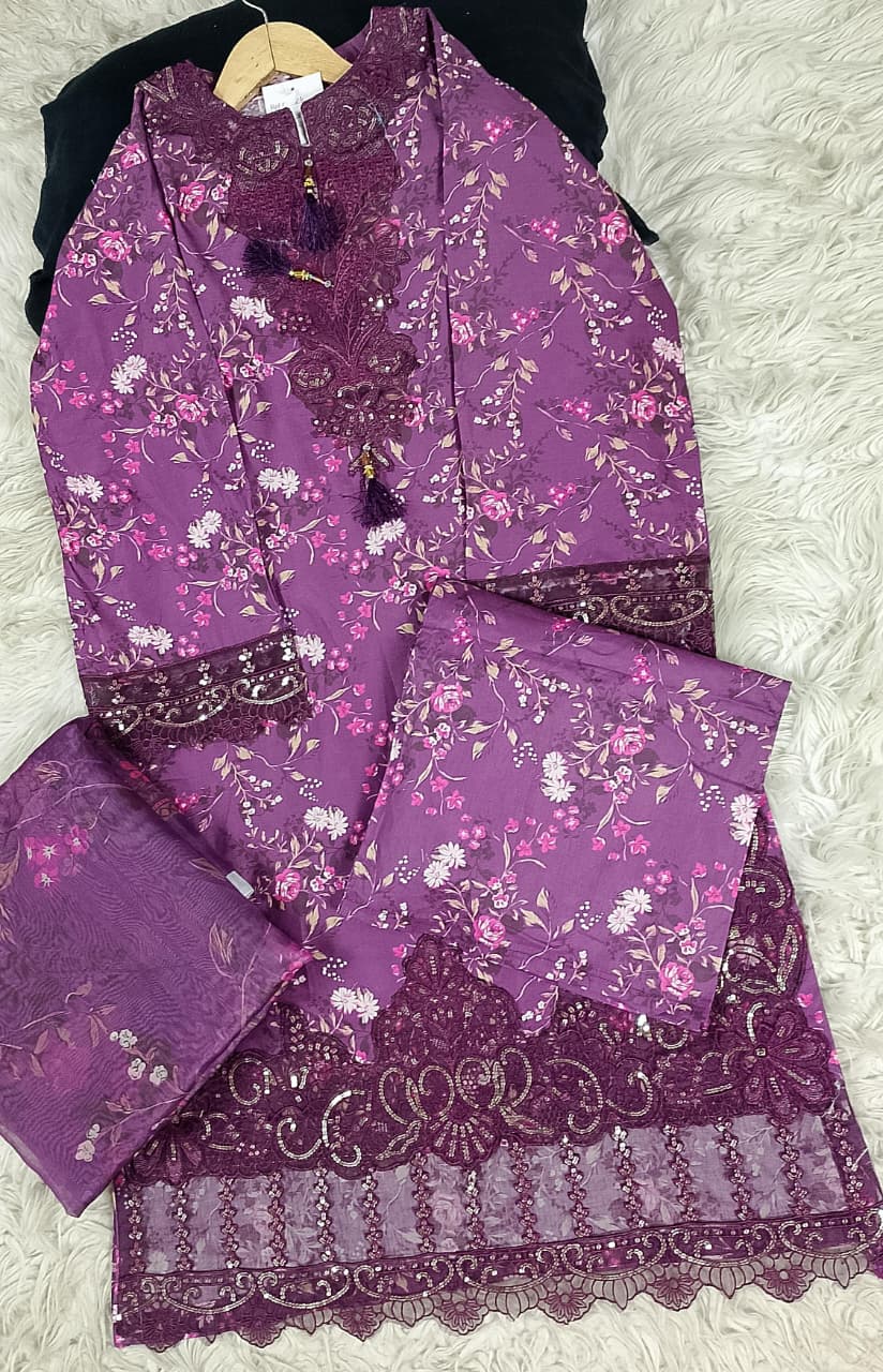 3 PIECE - EMBROIDERED LAWN SUIT