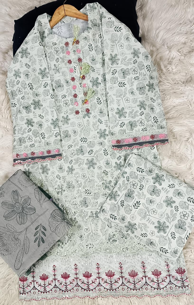 3 PIECE - EMBROIDERED LAWN SUIT