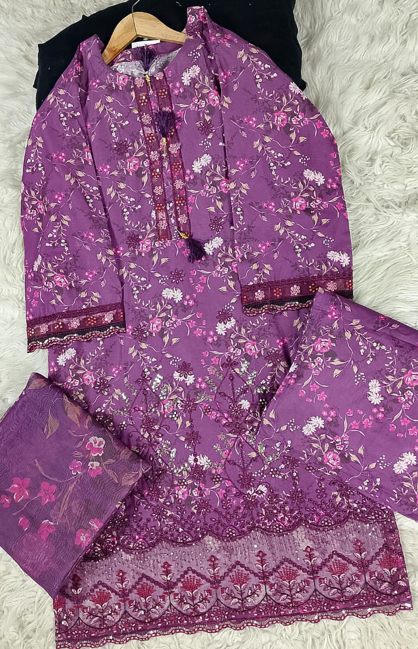 3 PIECE - EMBROIDERED LAWN SUIT