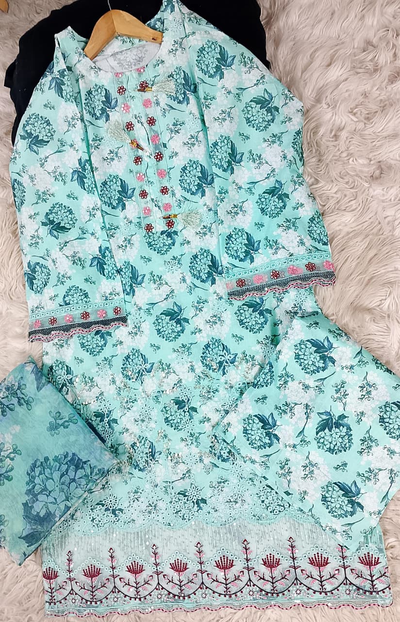 3 PIECE - EMBROIDERED LAWN SUIT