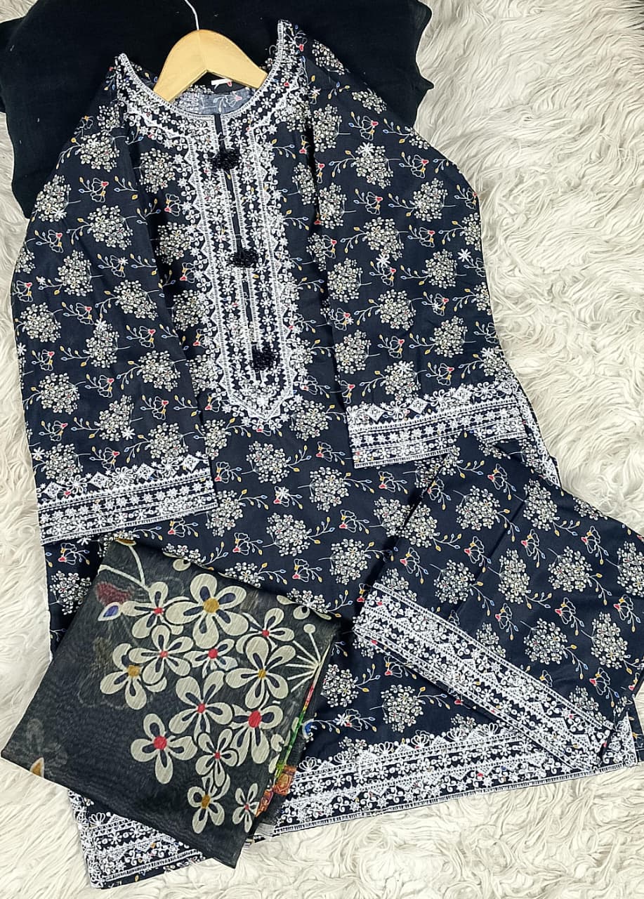 3 PIECE - EMBROIDERED LAWN SUIT