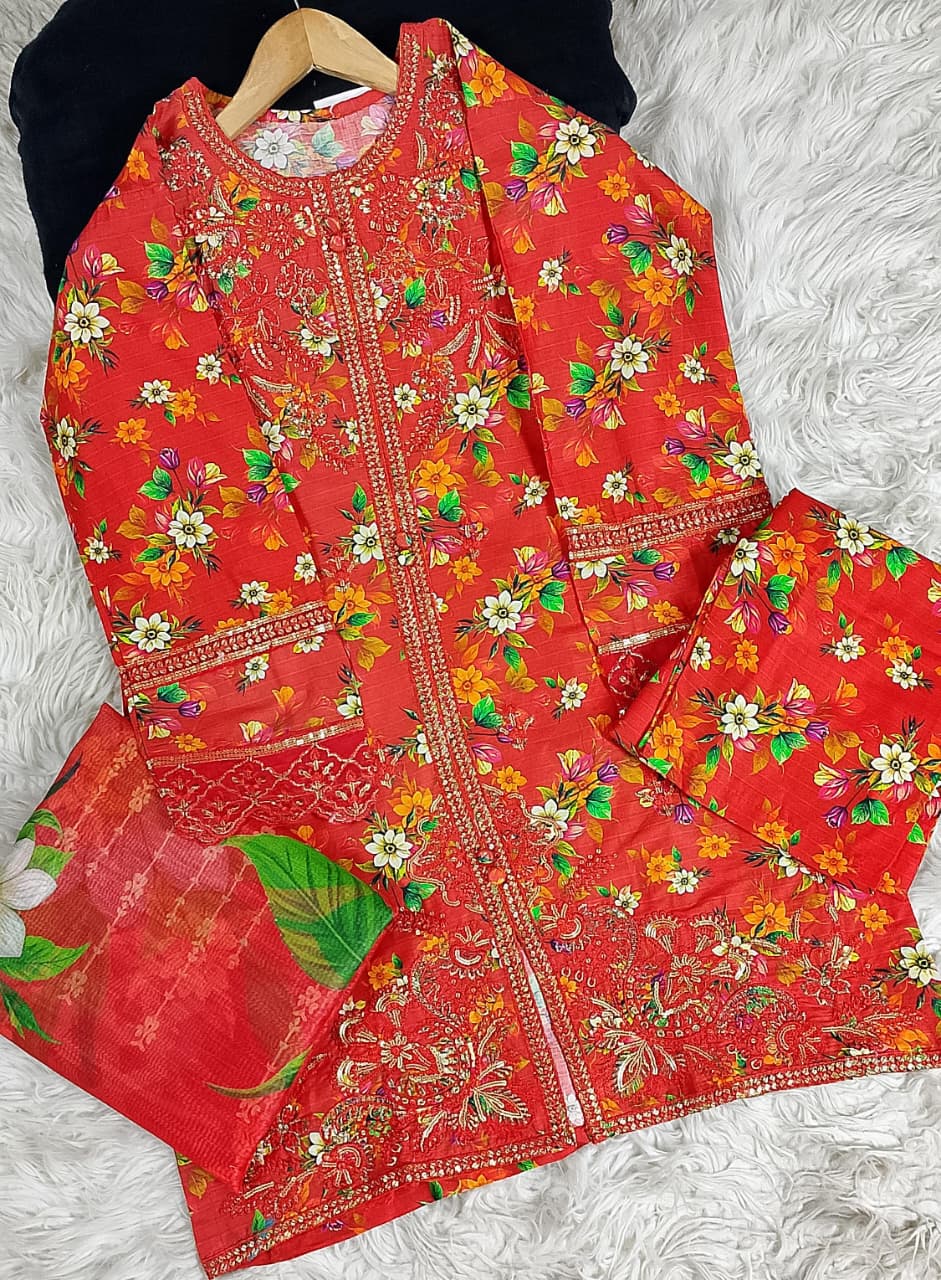 3 PIECE - EMBROIDERED LAWN SUIT