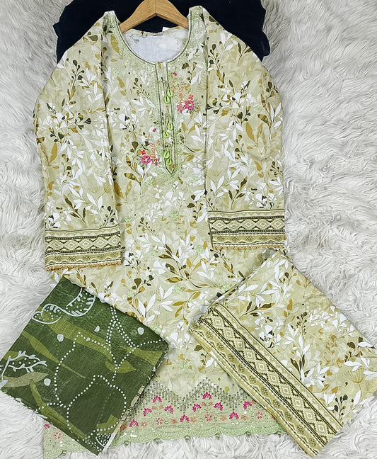 3 PIECE - EMBROIDERED LAWN SUIT