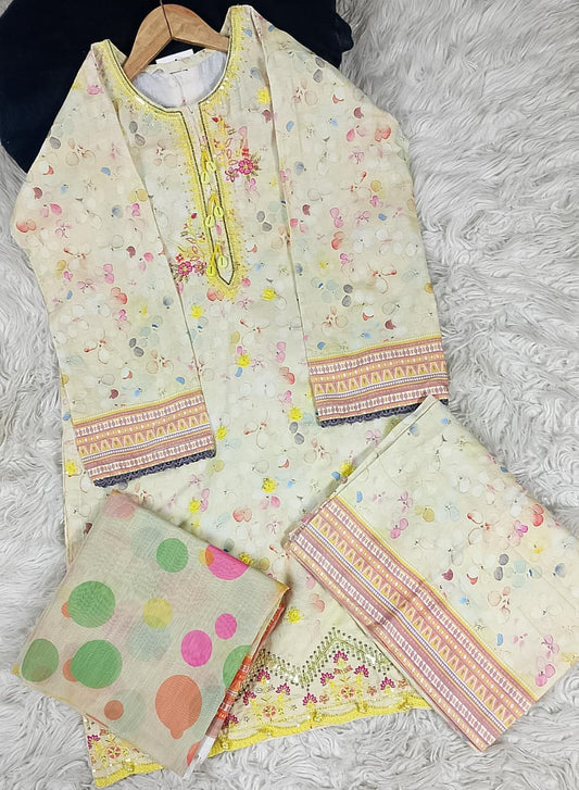 3 PIECE - EMBROIDERED LAWN SUIT