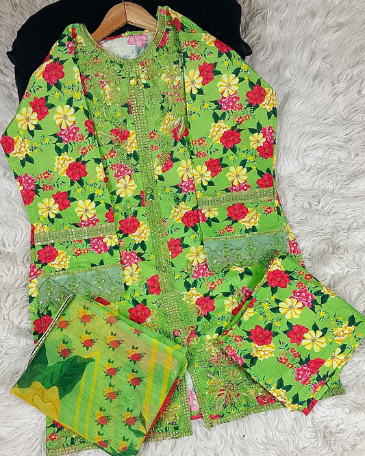 3 PIECE - EMBROIDERED LAWN SUIT