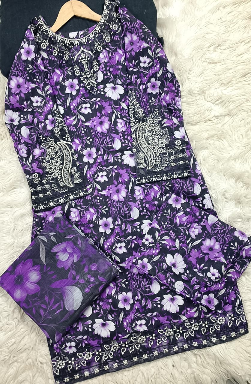 3 PIECE - EMBROIDERED LAWN SUIT