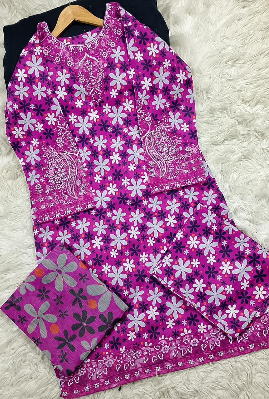 3 PIECE - EMBROIDERED LAWN SUIT