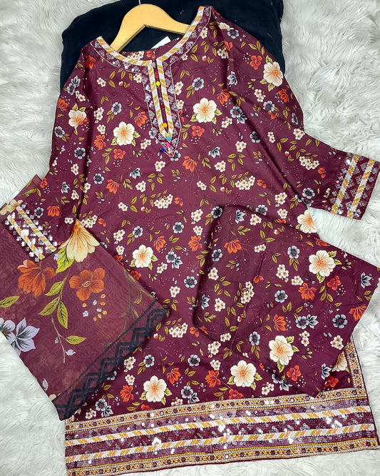 3 PIECE - EMBROIDERED LAWN SUIT
