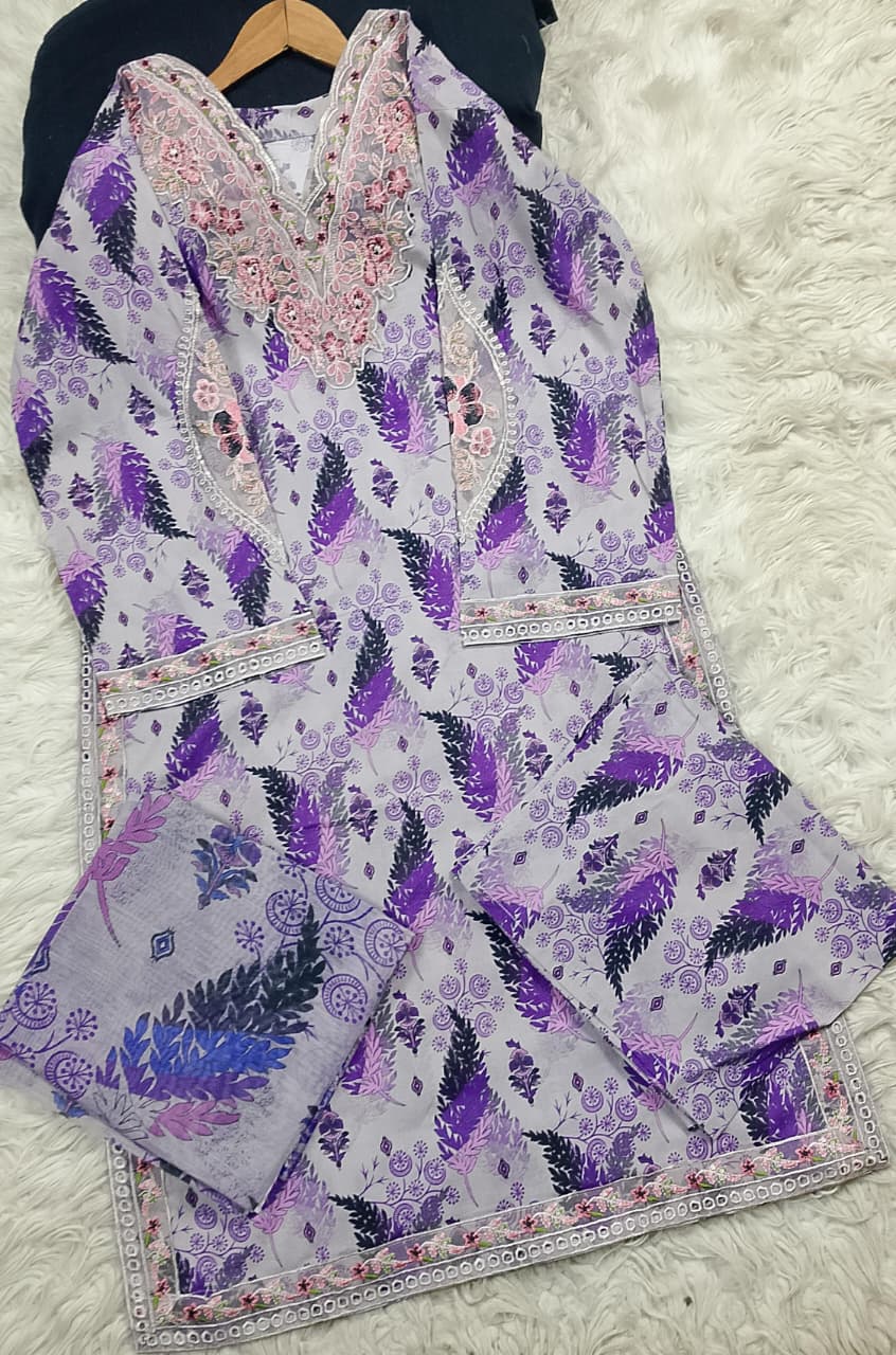 3 PIECE - EMBROIDERED LAWN SUIT