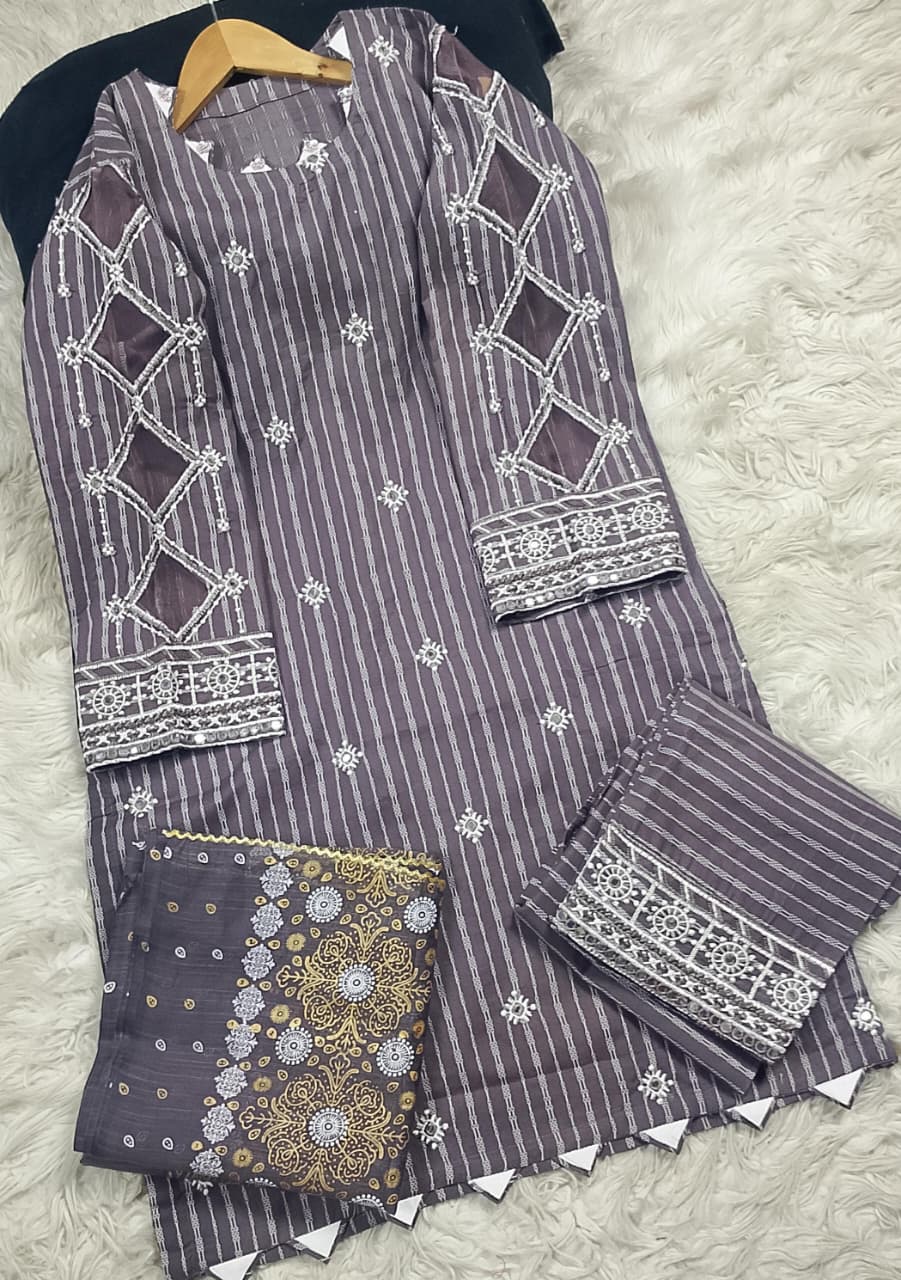 3 PIECE - EMBROIDERED LAWN SUIT