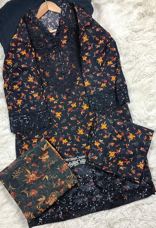 3 PIECE - EMBROIDERED LAWN SUIT