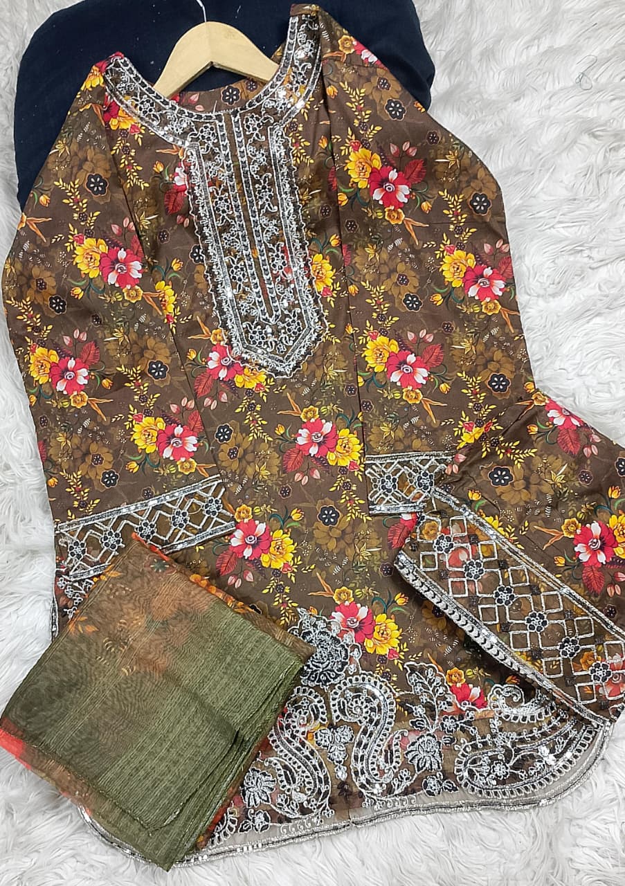 3 PIECE - EMBROIDERED LAWN SUIT