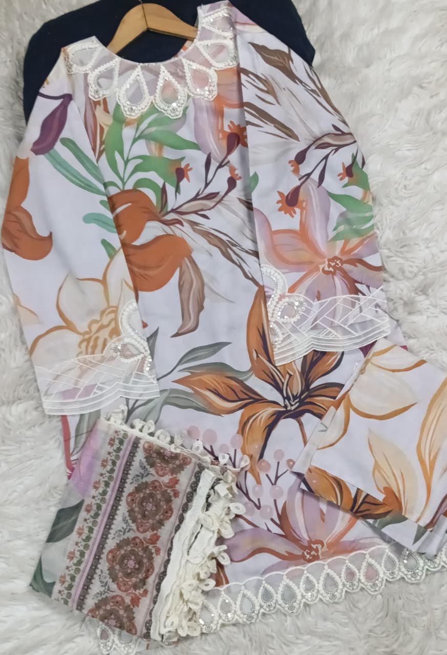 3 PIECE - EMBROIDERED LAWN SUIT