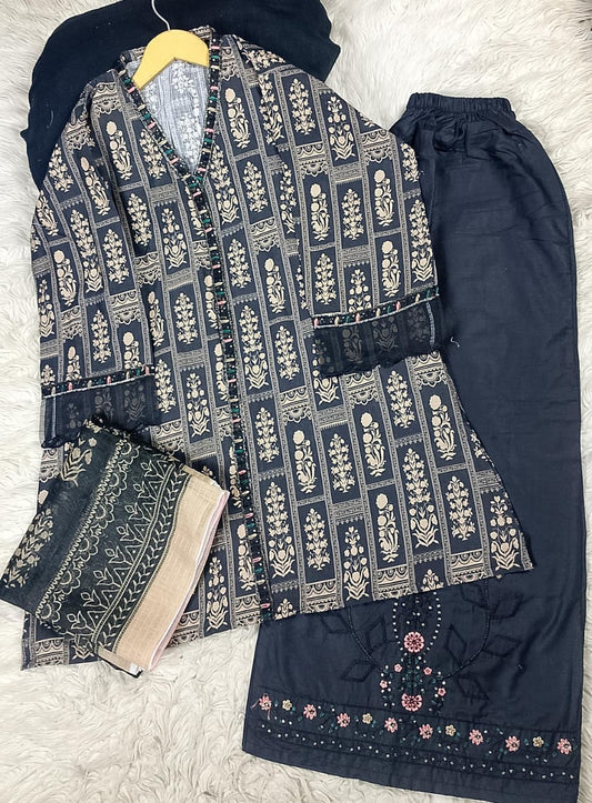 3 PIECE - EMBROIDERED LAWN SUIT