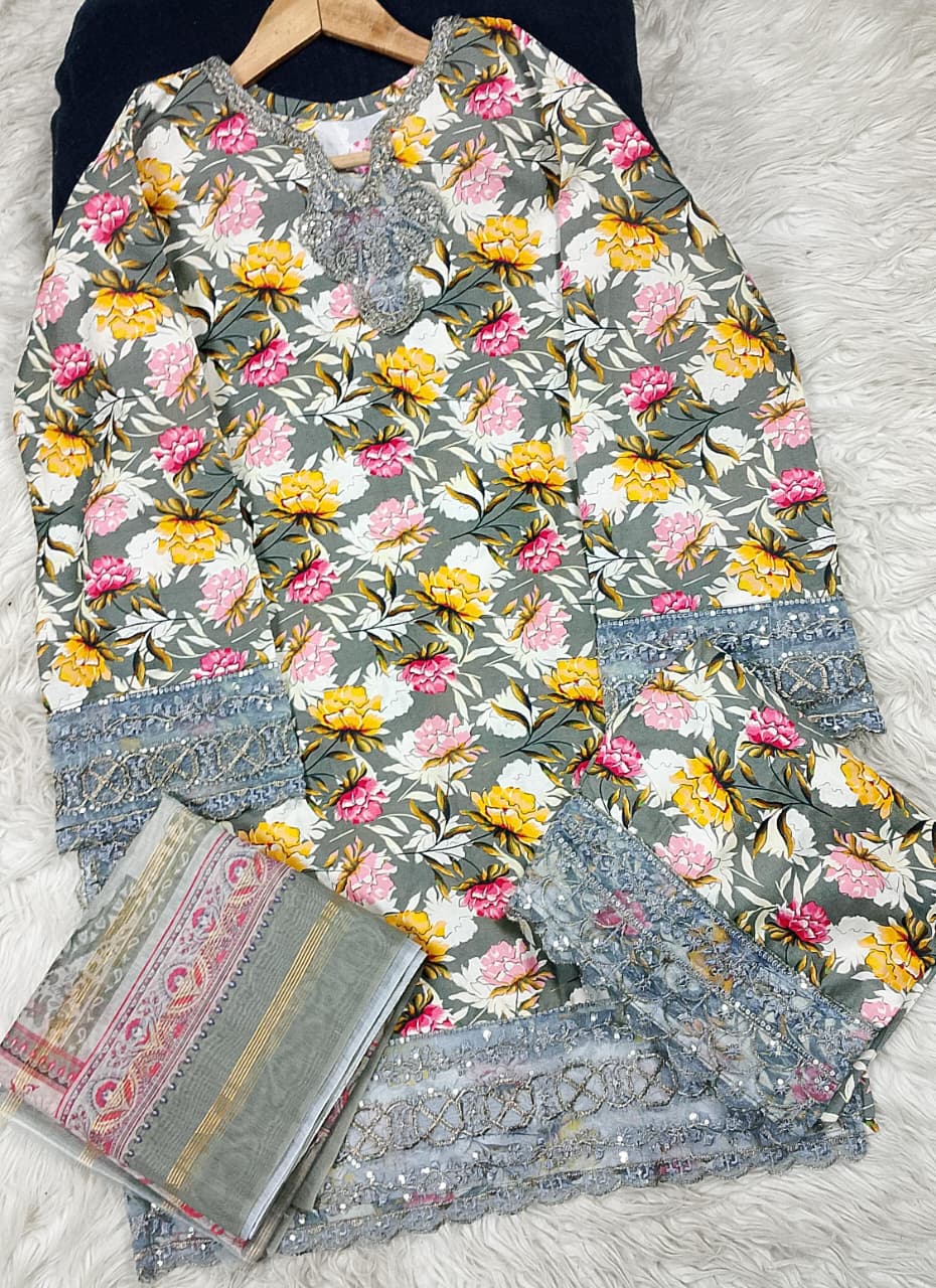 3 PIECE - EMBROIDERED LAWN SUIT