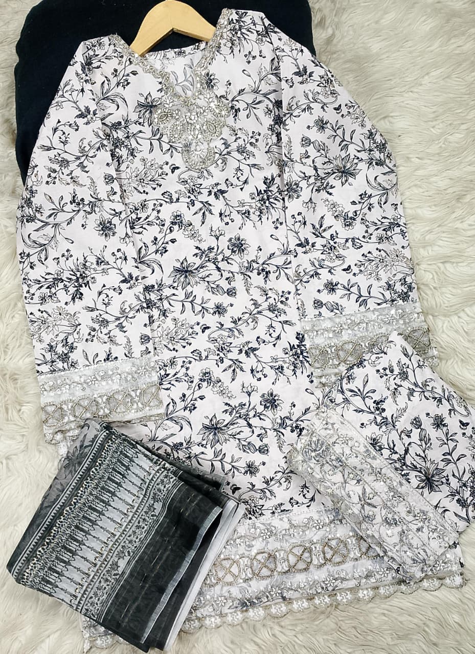 3 PIECE - EMBROIDERED LAWN SUIT