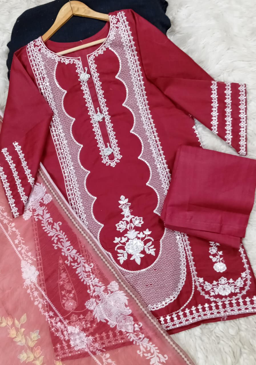 3 PIECE - EMBROIDERED LAWN SUIT