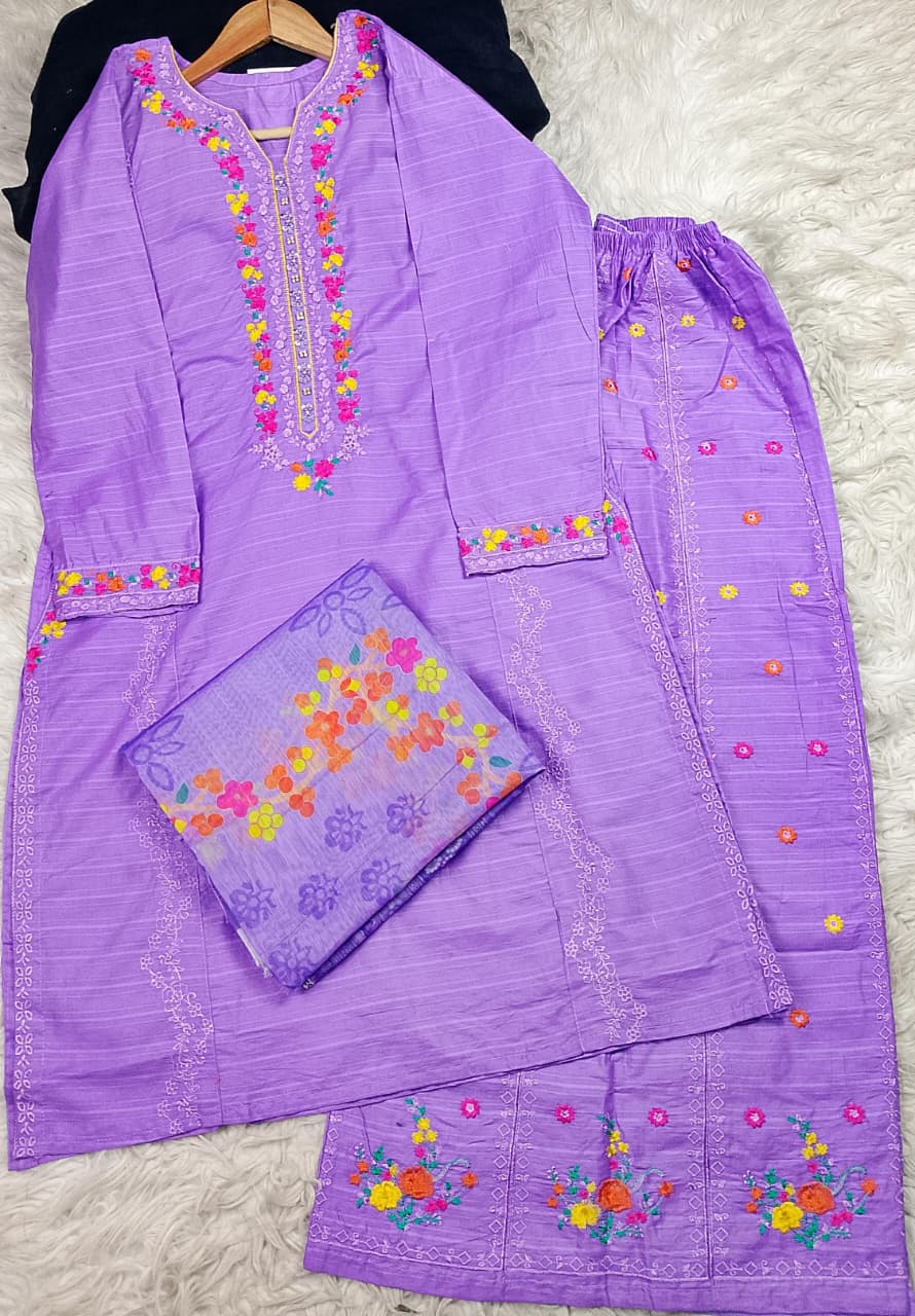 3 PIECE - EMBROIDERED LAWN SUIT