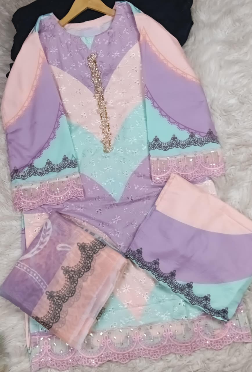 3 PIECE - EMBROIDERED LAWN SUIT