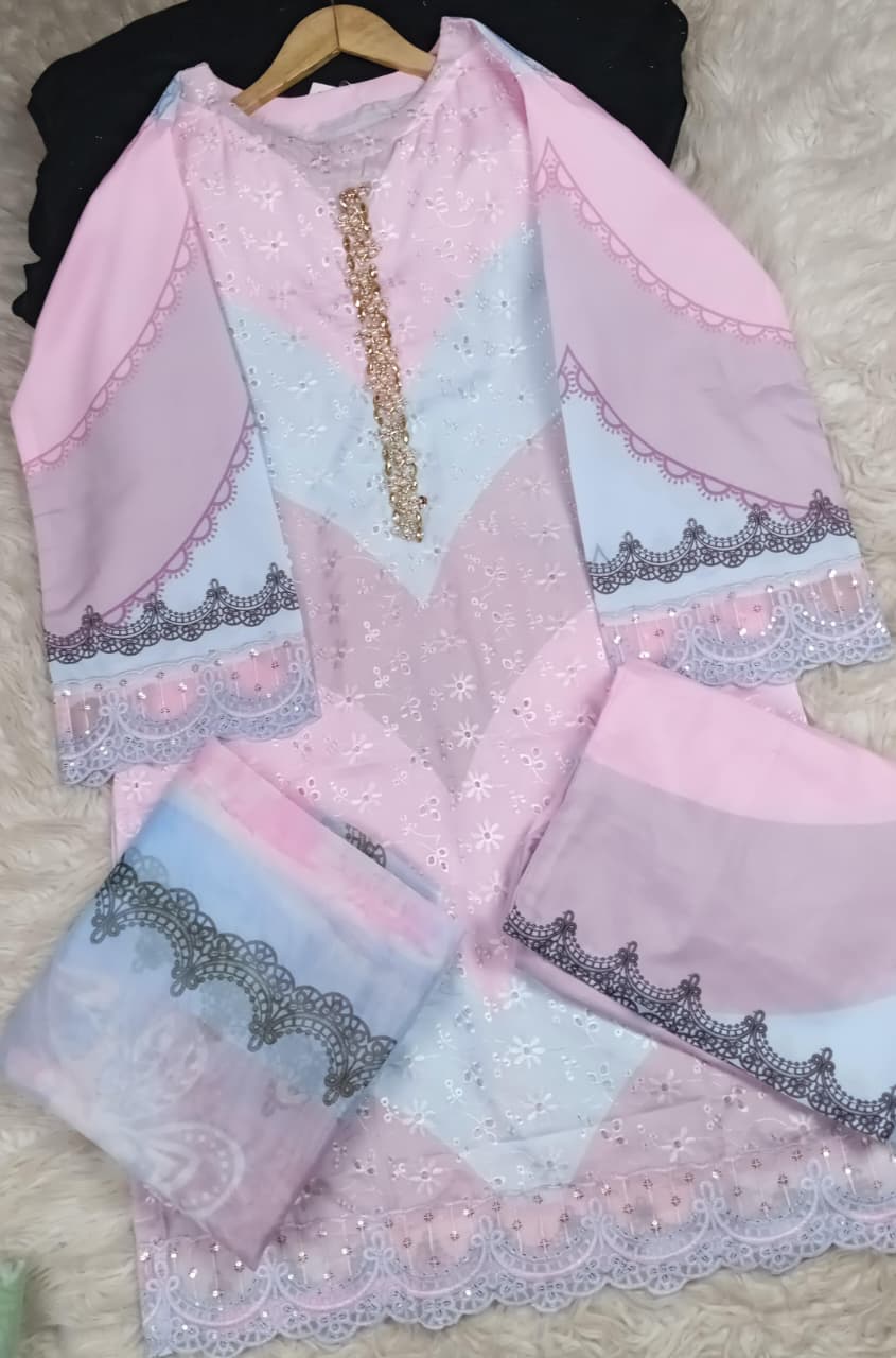 3 PIECE - EMBROIDERED LAWN SUIT