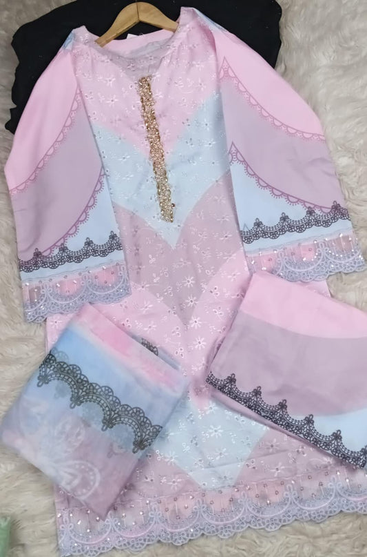 3 PIECE - EMBROIDERED LAWN SUIT