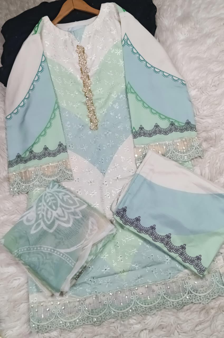 3 PIECE - EMBROIDERED LAWN SUIT