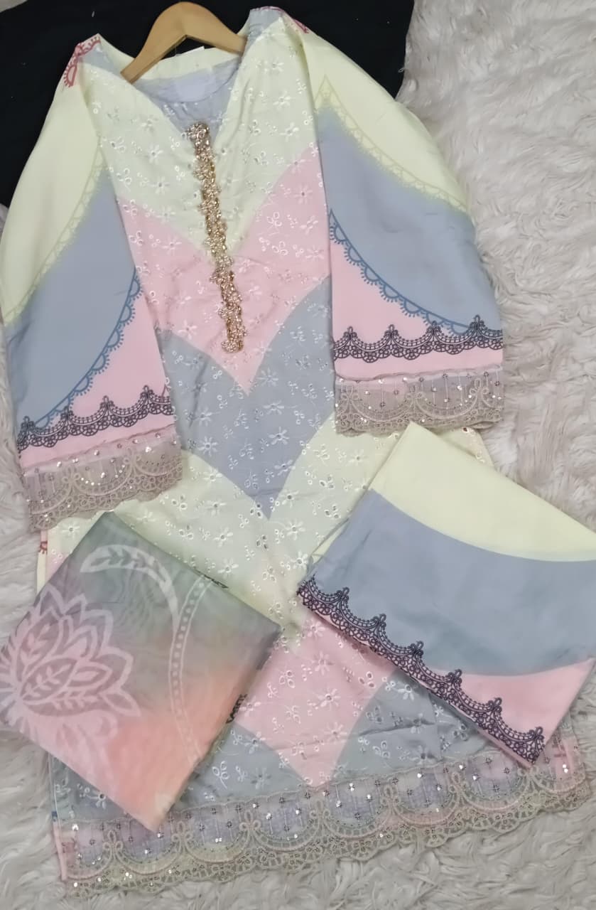 3 PIECE - EMBROIDERED LAWN SUIT