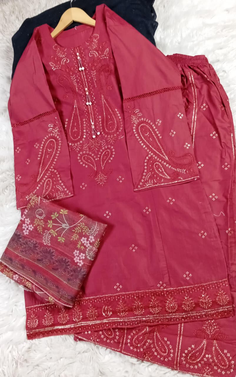 3 PIECE - EMBROIDERED LAWN SUIT