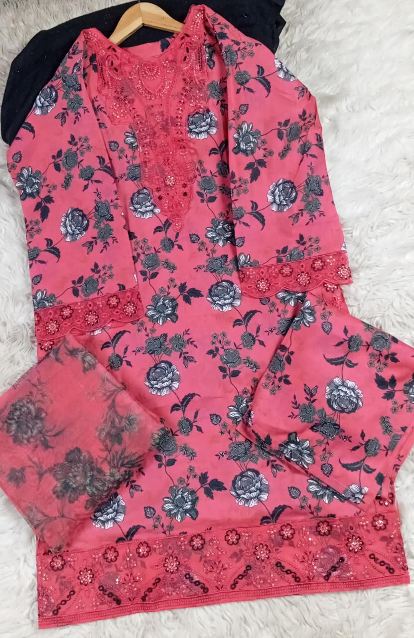 3 PIECE - EMBROIDERED LAWN SUIT
