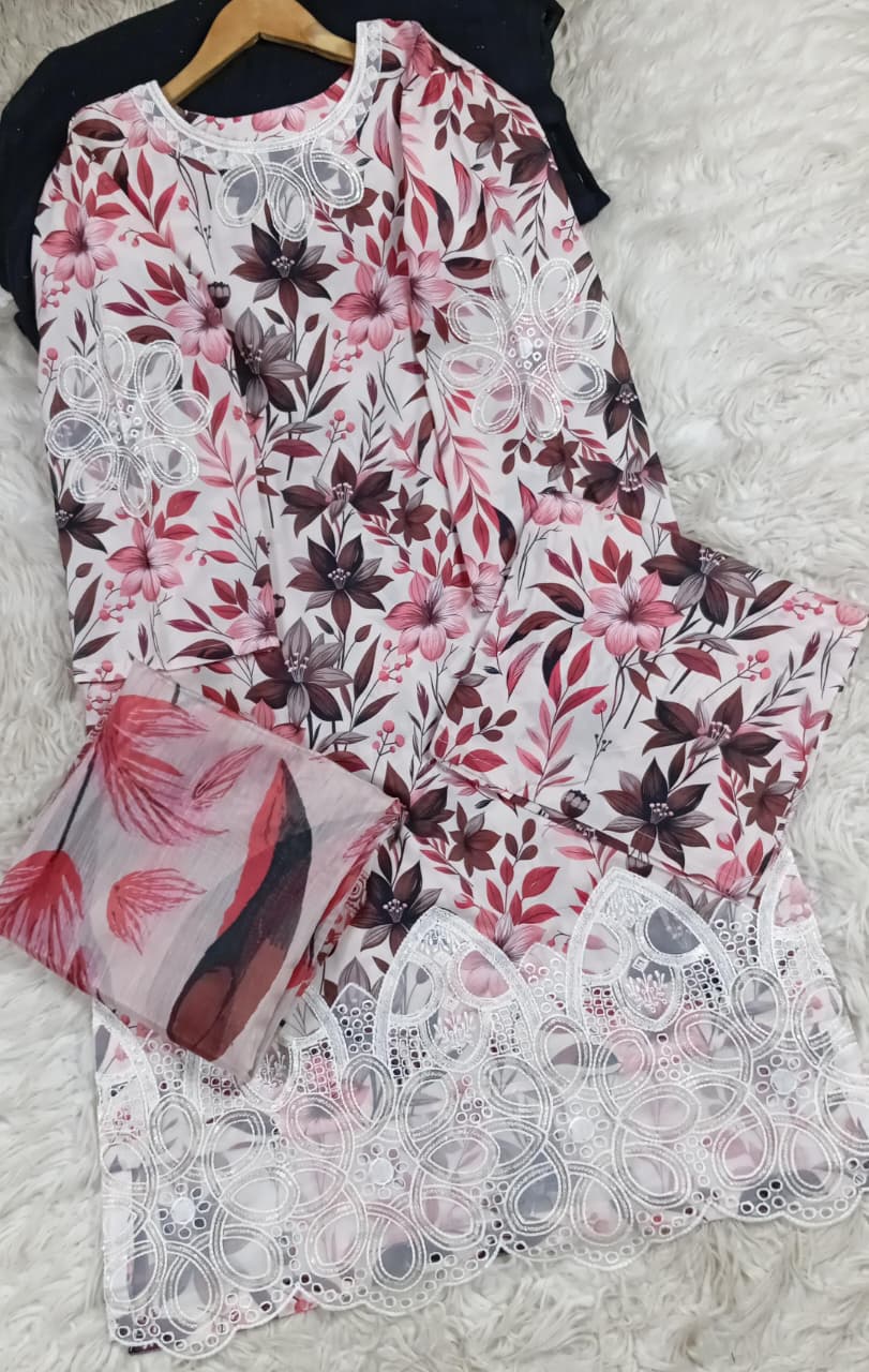 3 PIECE - EMBROIDERED LAWN SUIT