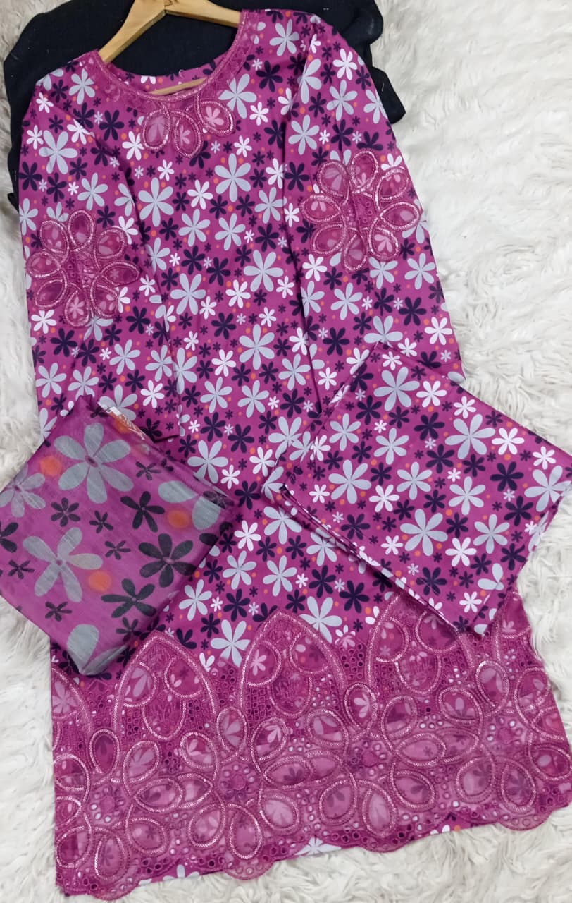 3 PIECE - EMBROIDERED LAWN SUIT