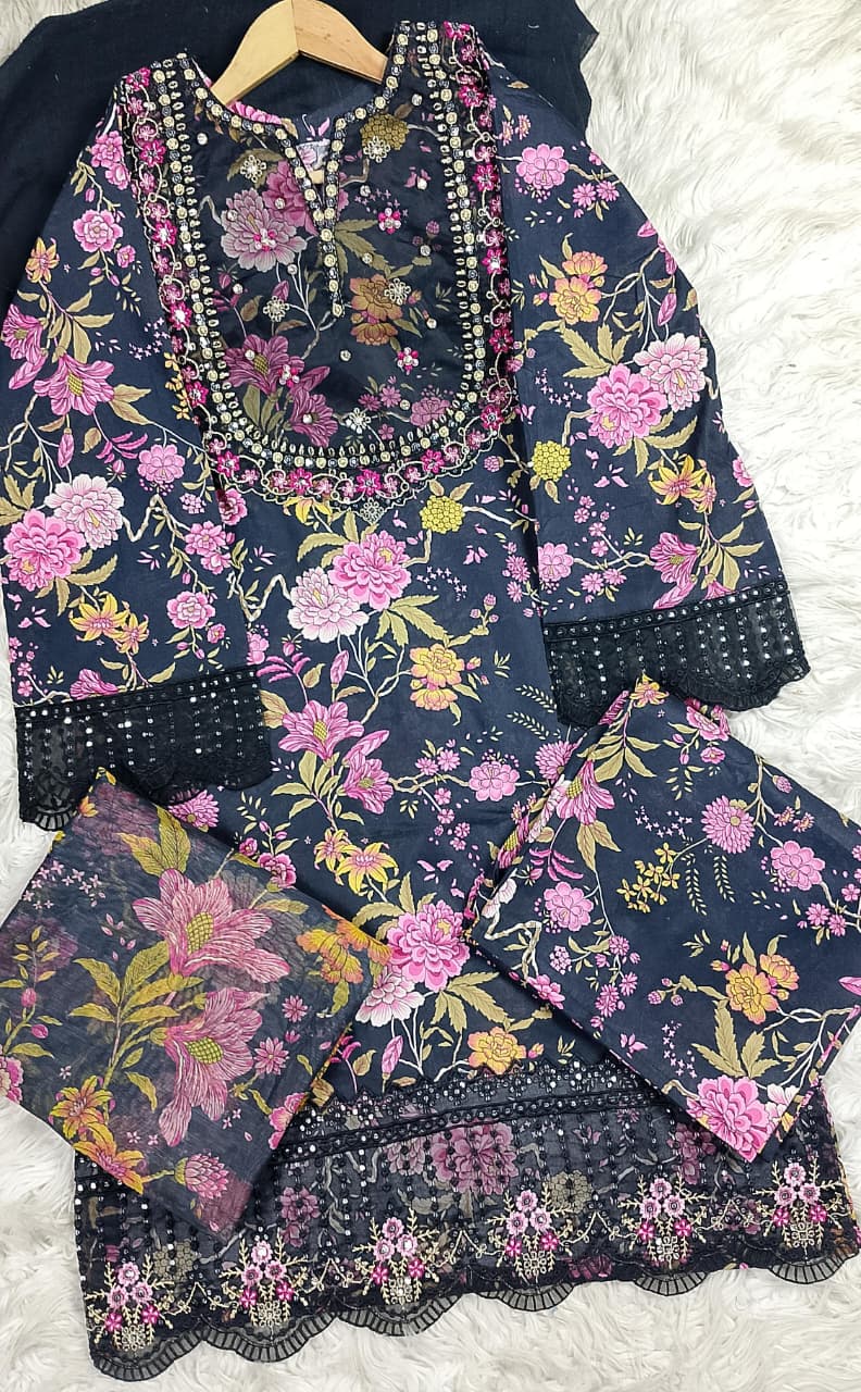 3 PIECE - EMBROIDERED LAWN SUIT