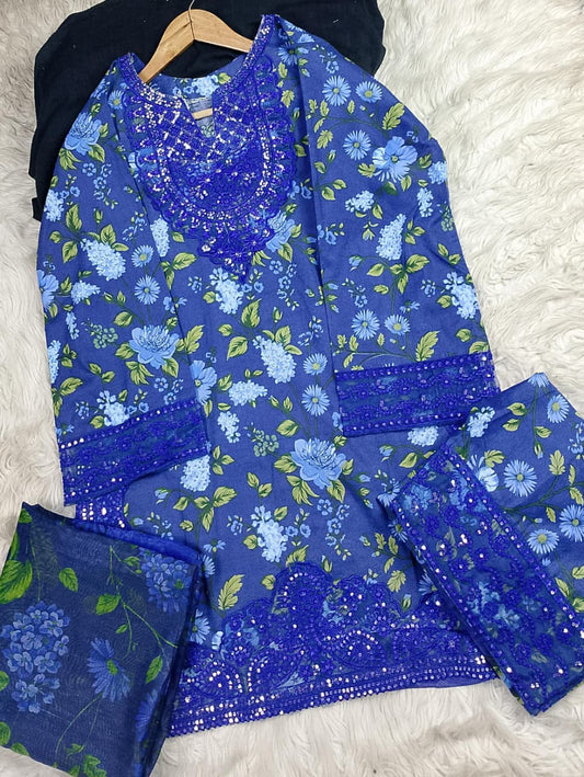 3 PIECE - EMBROIDERED LAWN SUIT