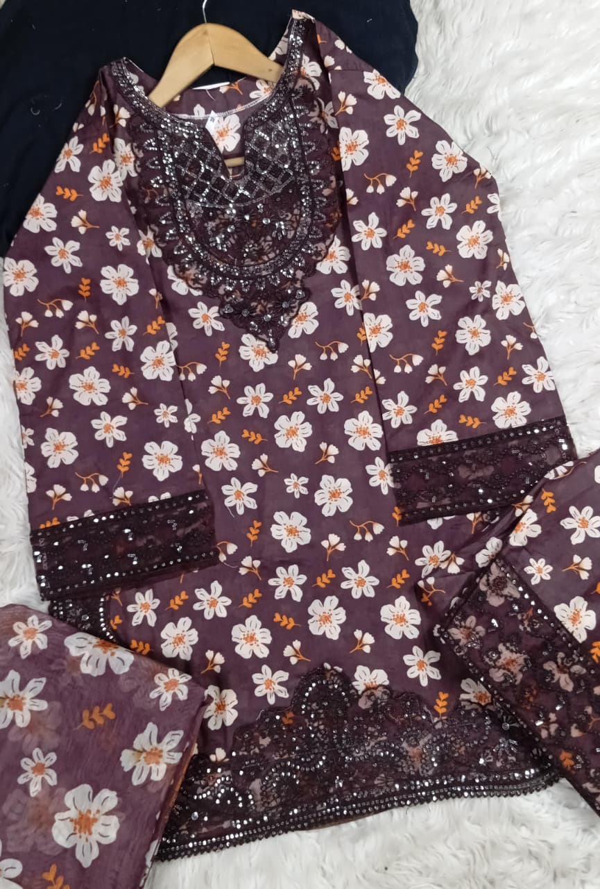 3 PIECE - EMBROIDERED LAWN SUIT