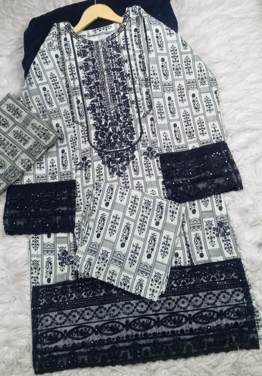 3 PIECE - EMBROIDERED LAWN SUIT