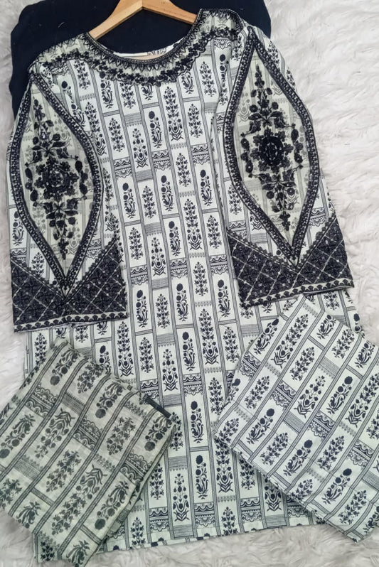 3 PIECE - EMBROIDERED LAWN SUIT