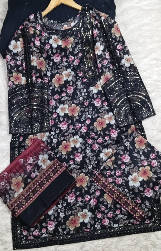 3 PIECE - EMBROIDERED LAWN SUIT